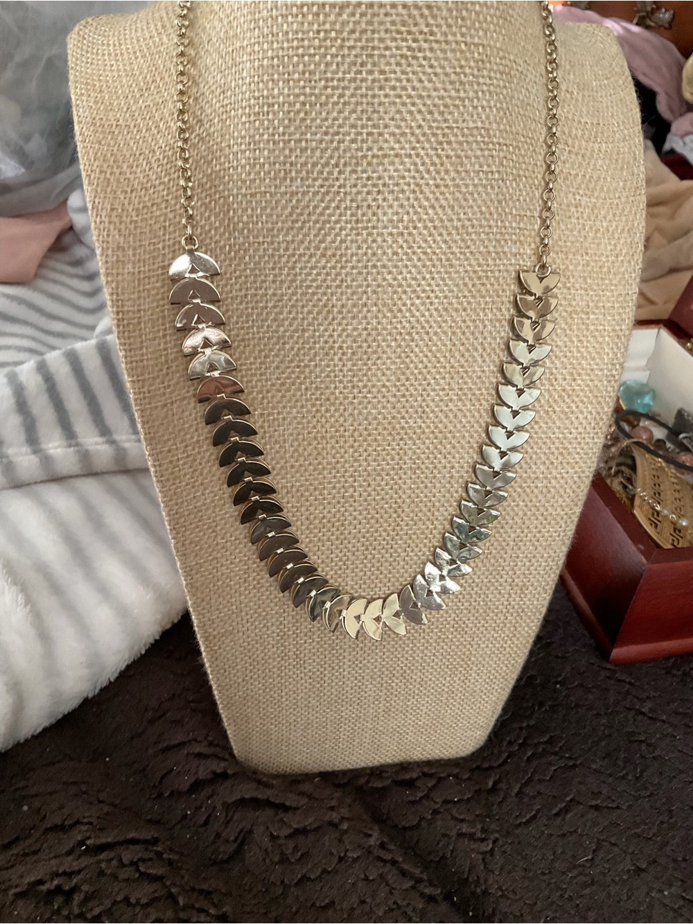 J. Crew Gold Tone Chevron Link Necklace